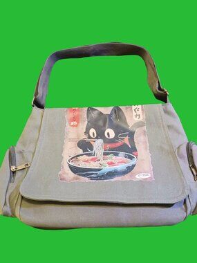 Kawaii Ramen Cat Crossbody Bag – Army Green Shoulder Bag